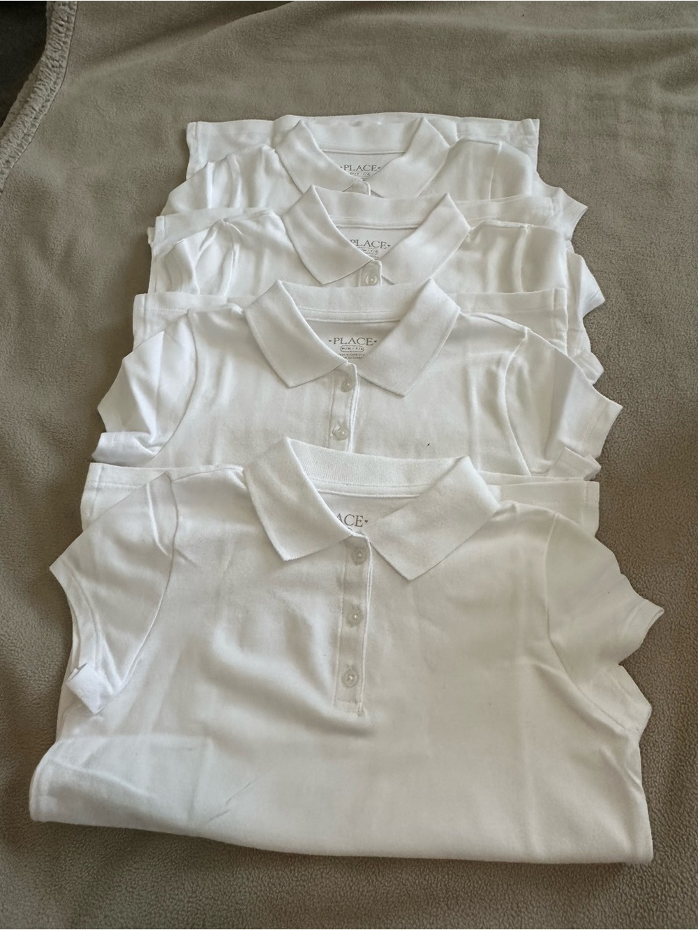 Children Place short sleeve White Girls' Polo Shirt set of 4. NWT.